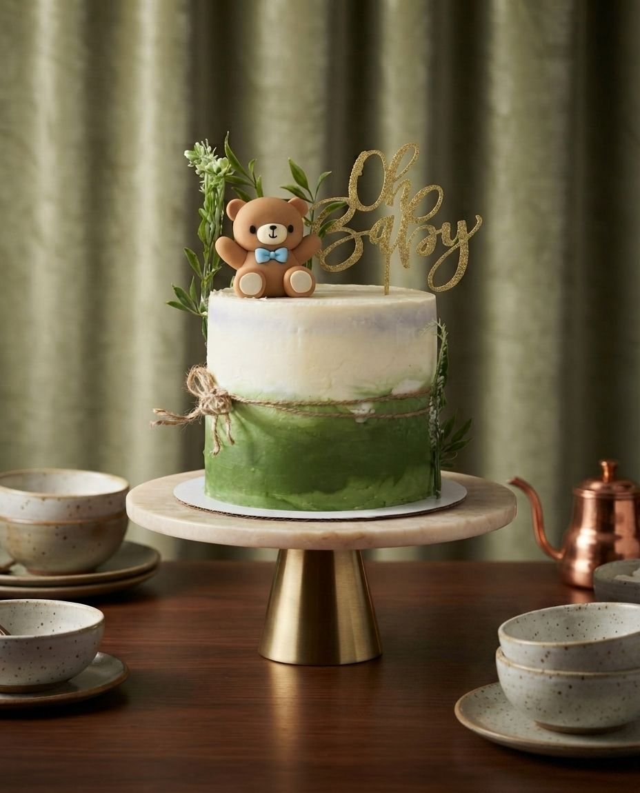 Custom baby shower cake with pastel decorations, Wesley Chapel bakery